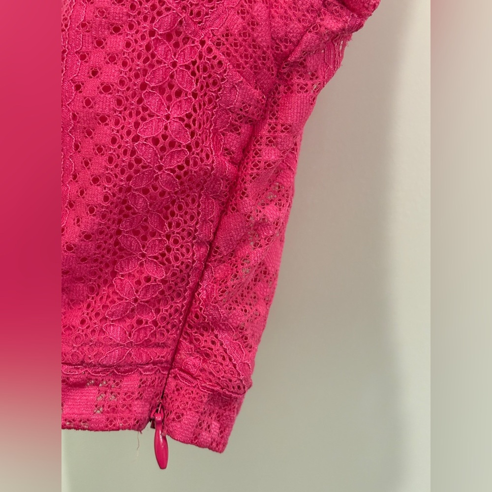 bebe Lace Crop Top – XS – Shocking Pink Fuchsia💖 - Picture 3 of 15